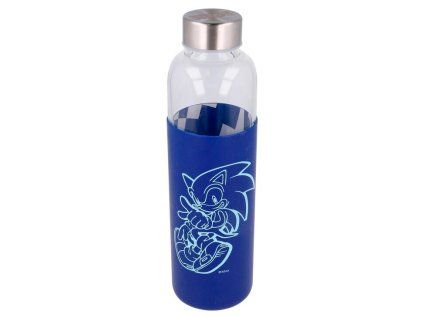 Sklenená fľaša so silikónovým krytom Sonic The Hedgehog 585 ml